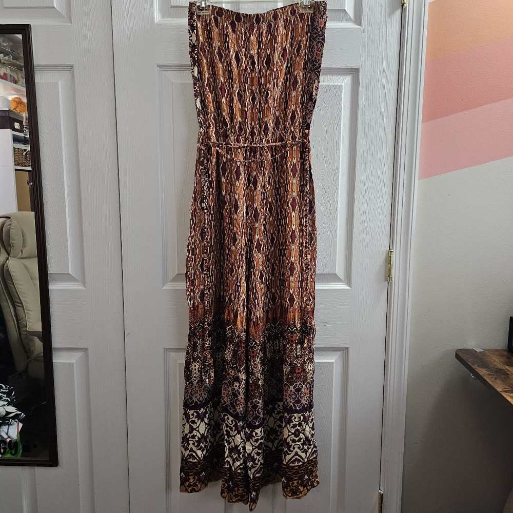 Breezy Boho Strapless Jumpsuit
